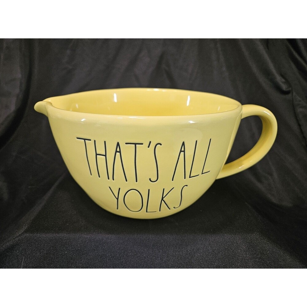 Never Used Rae Dunn Yellow Batter 5.25" T Mixing Bowl w/ Spout That’s All Yolks